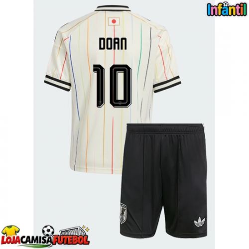 Camisa de Futebol Japão Ritsu Doan #10 Equipamento Secundário Infantil Mundo 2026 Manga Curta (+ Calças curtas)